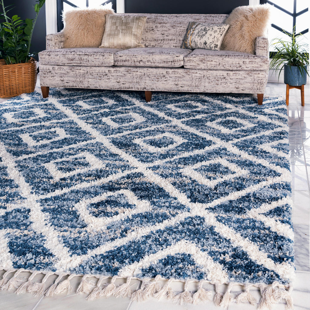Roderick – Hochflor-Teppich mit Rautenmuster