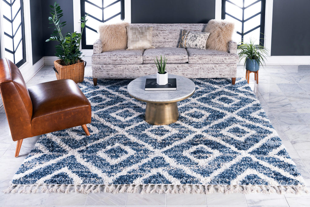Roderick – Hochflor-Teppich mit Rautenmuster