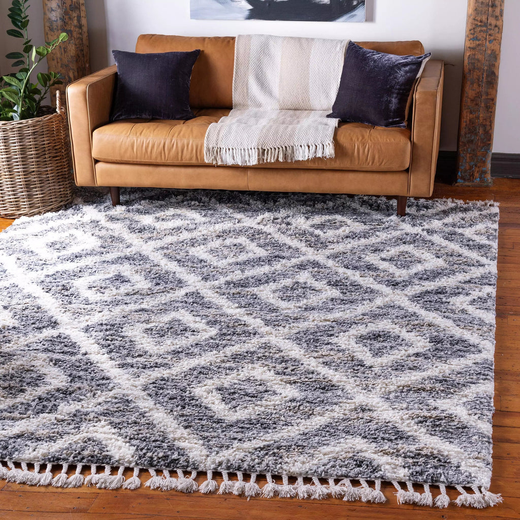 Roderick – Hochflor-Teppich mit Rautenmuster