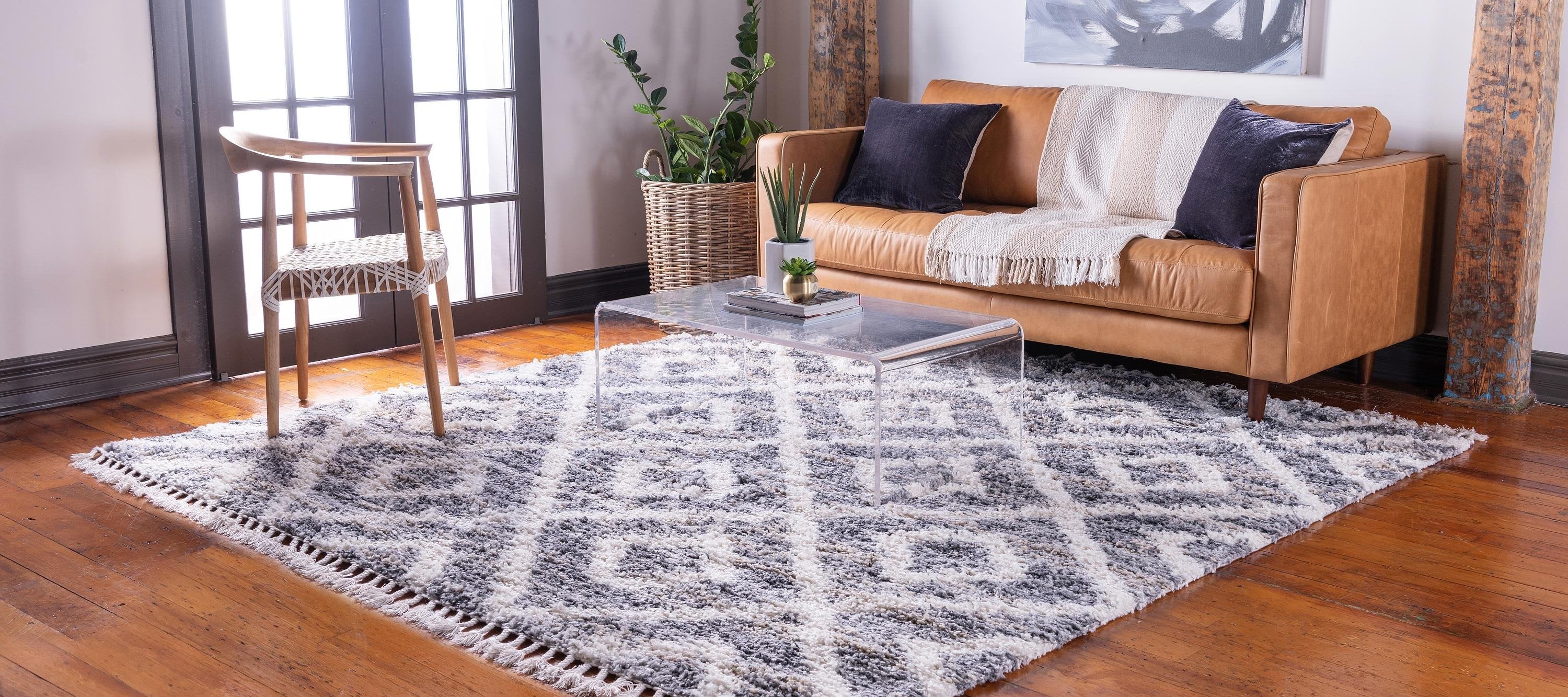 Roderick – Hochflor-Teppich mit Rautenmuster