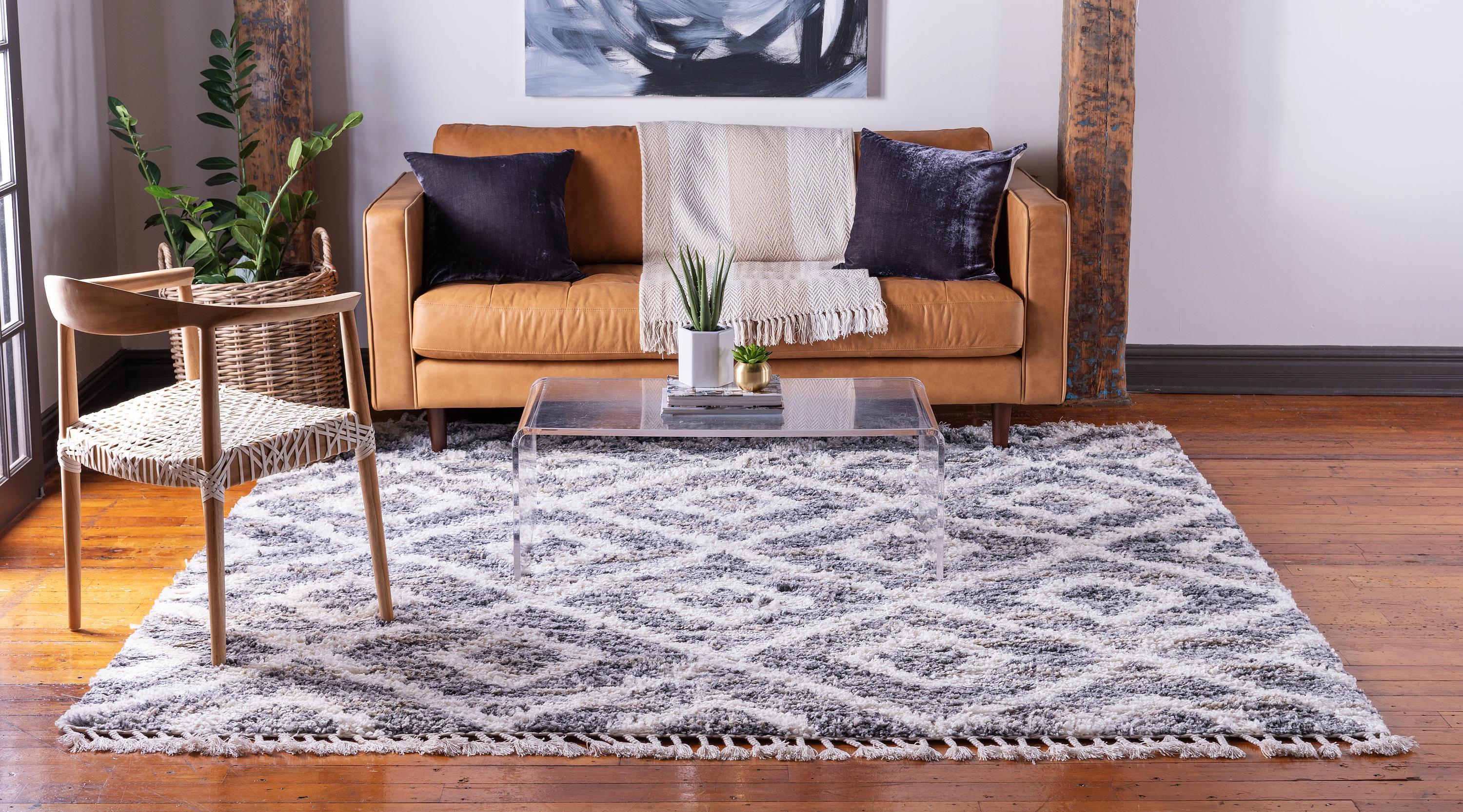 Roderick – Hochflor-Teppich mit Rautenmuster