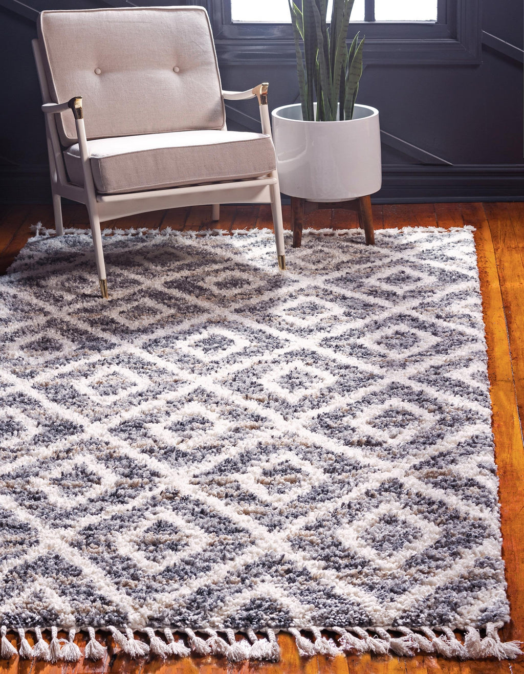 Roderick – Hochflor-Teppich mit Rautenmuster