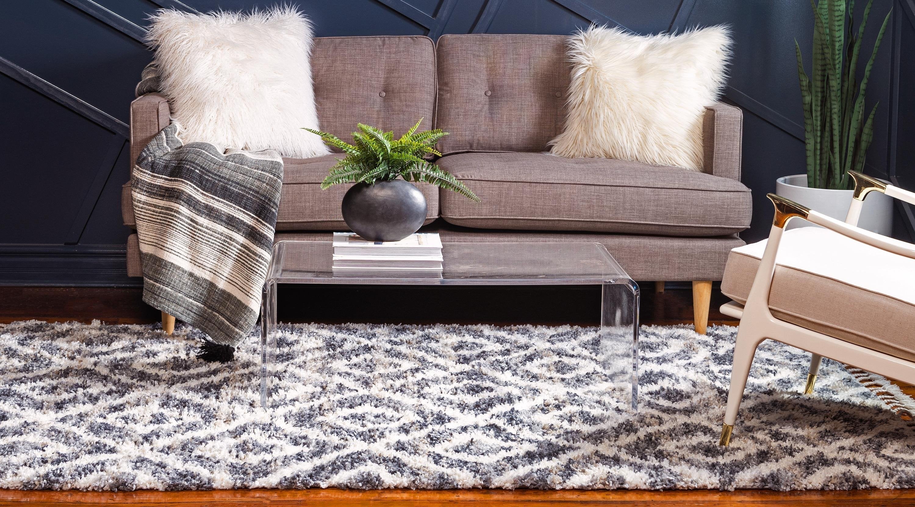 Roderick – Hochflor-Teppich mit Rautenmuster