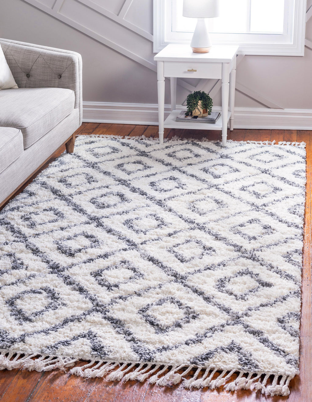 Roderick – Hochflor-Teppich mit Rautenmuster