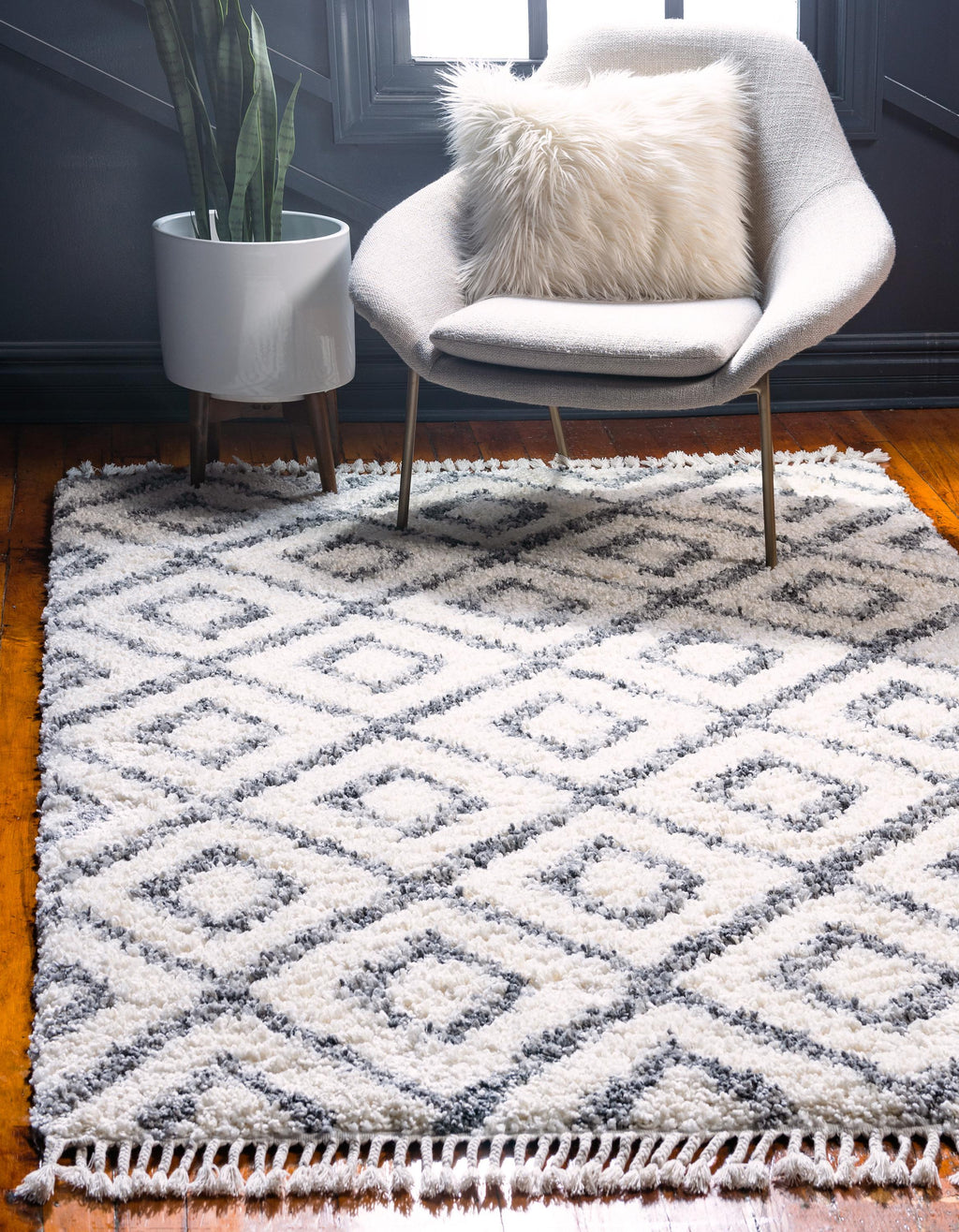 Roderick – Hochflor-Teppich mit Rautenmuster