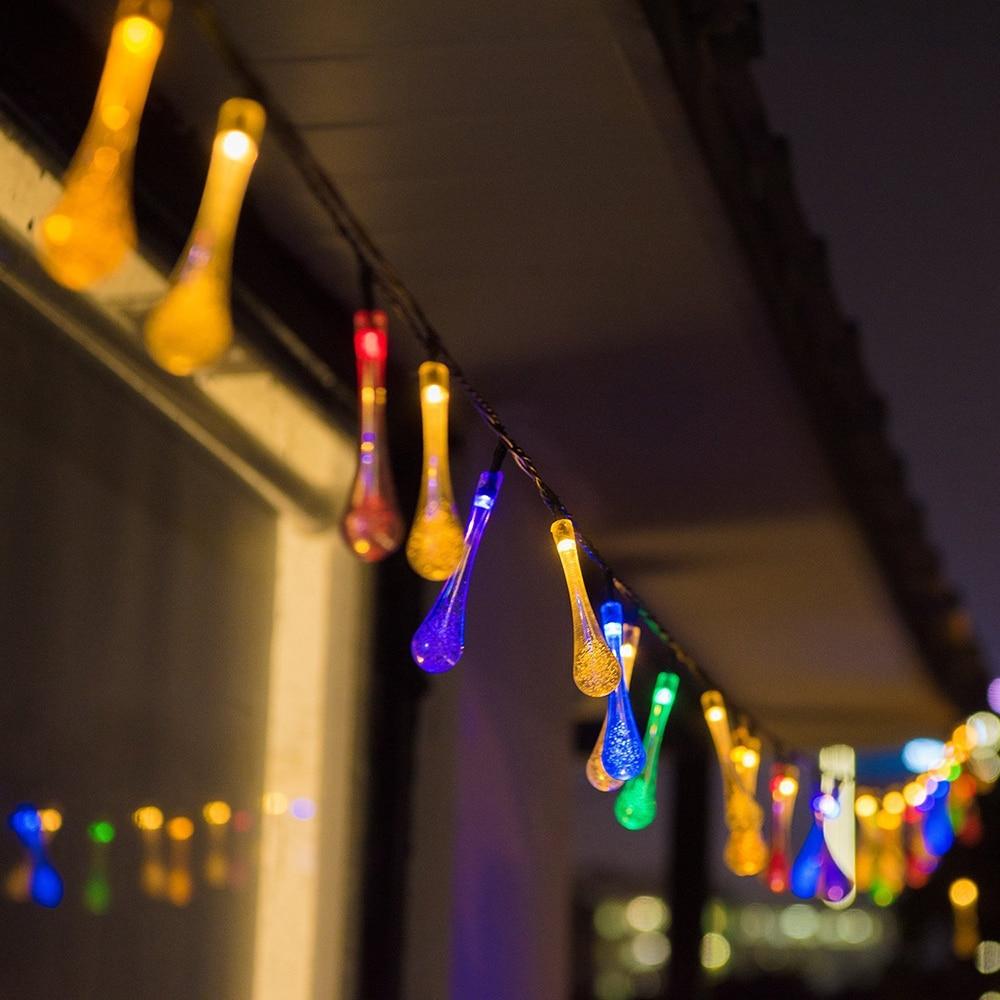Solar-Lichterkette mit Tropfen-Glühbirnen