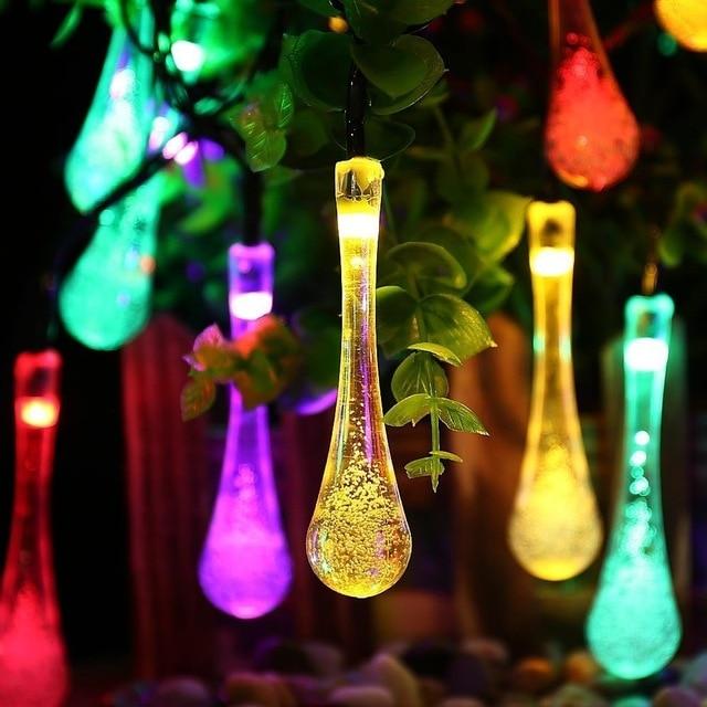 Solar-Lichterkette mit Tropfen-Glühbirnen