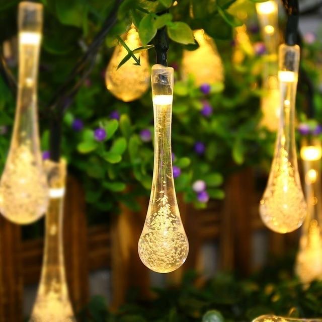 Solar-Lichterkette mit Tropfen-Glühbirnen